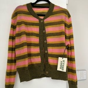 Daily Drills Striped cardigan-NEW WITH TAGS